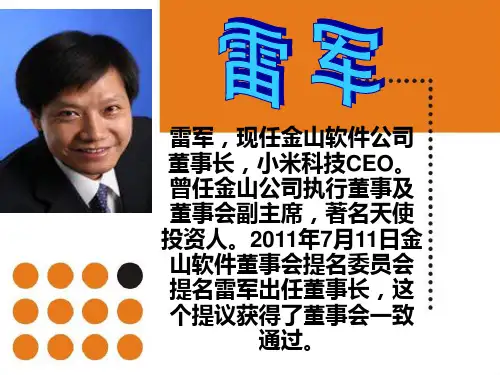 雷军生涯经历概况