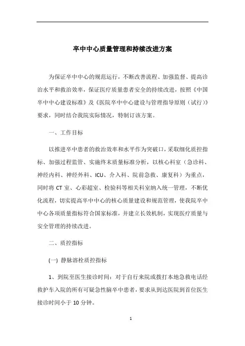 3.04卒中中心质量管理和持续改进方案