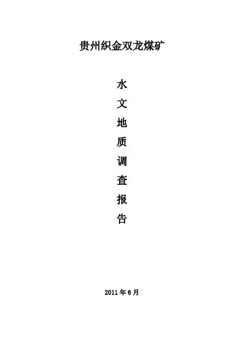 贵州织金双龙煤矿水害调查