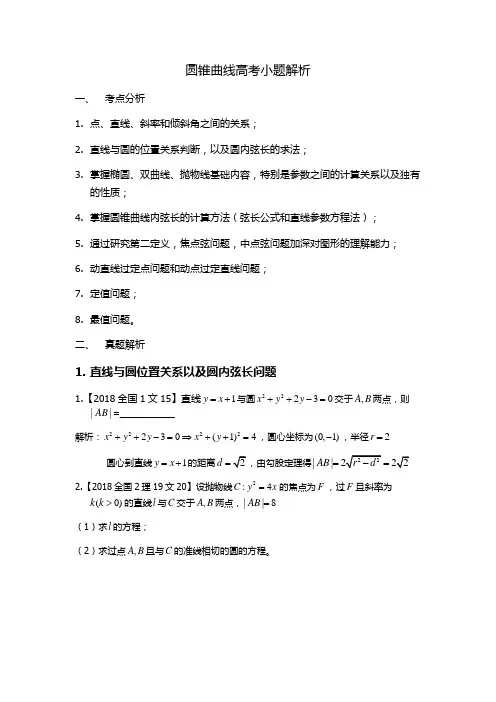 高考数学圆锥曲线小题解题技巧