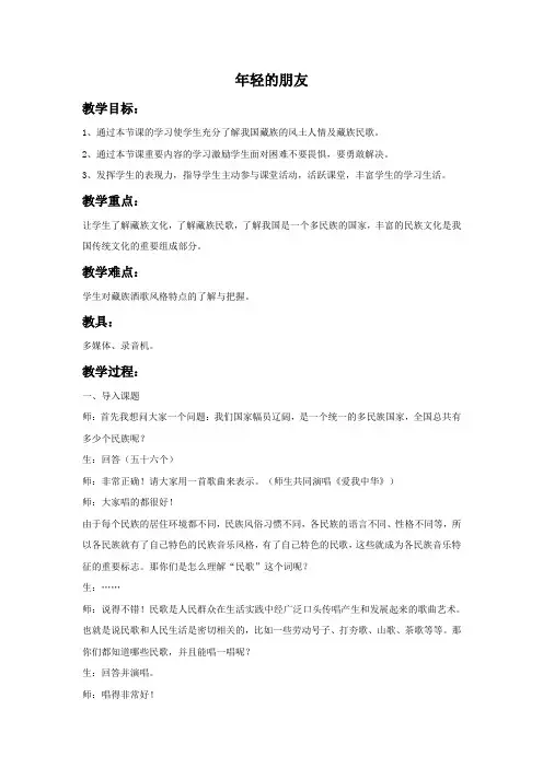 《年轻的朋友》教案1