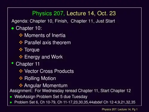 Physics 207, Lecture 14, Oct 23