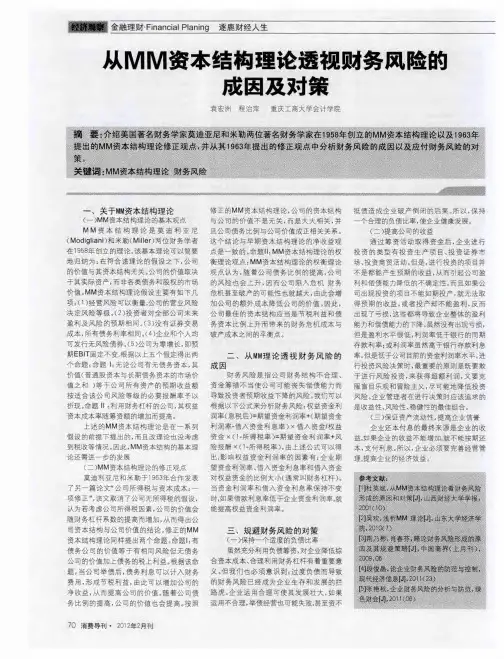 从MM资本结构理论透视财务风险的成因及对策