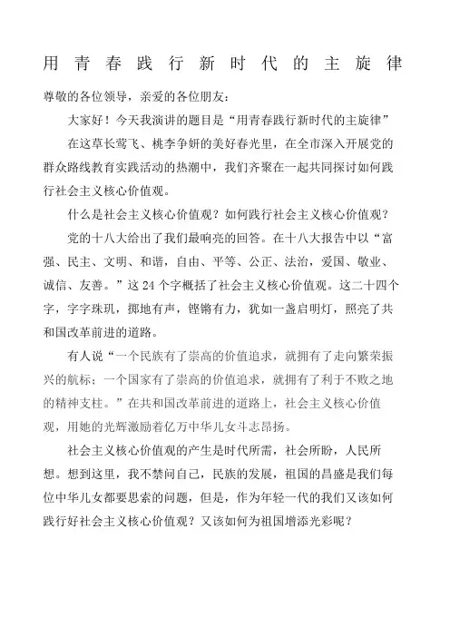 弘扬社会主义核心价值观演讲稿