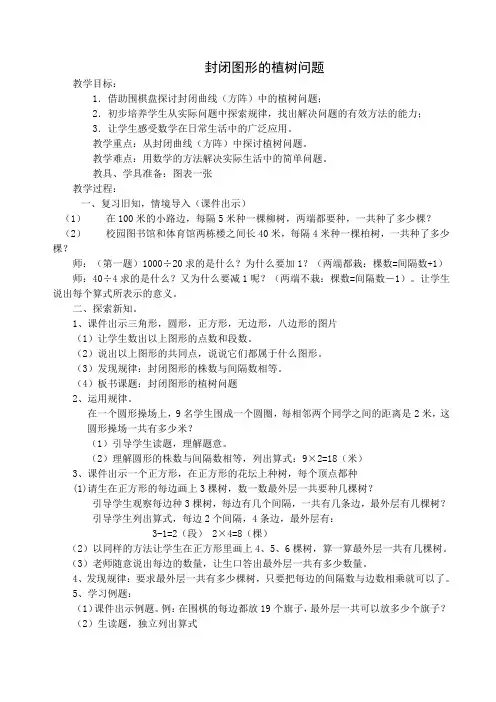 封闭图形的植树问题教案
