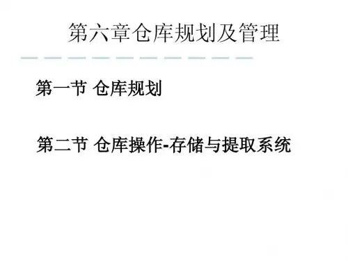 第六章仓库规划及管理