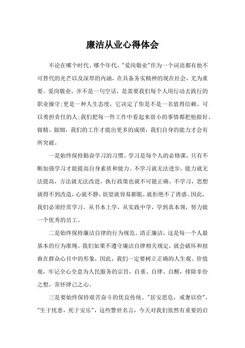 廉洁从业心得体会 (2)