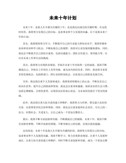 未来十年计划