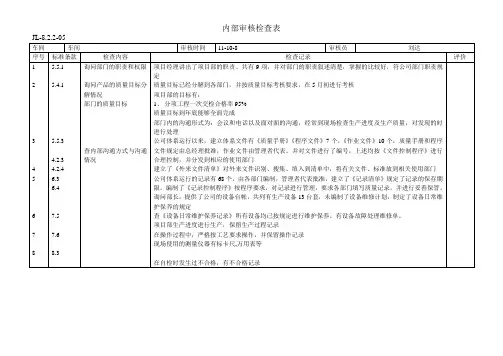 内部审核检查表