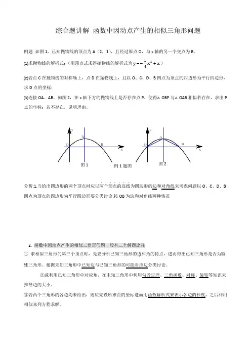 二次函数与相似三角形问题(含答案 完美打印版)