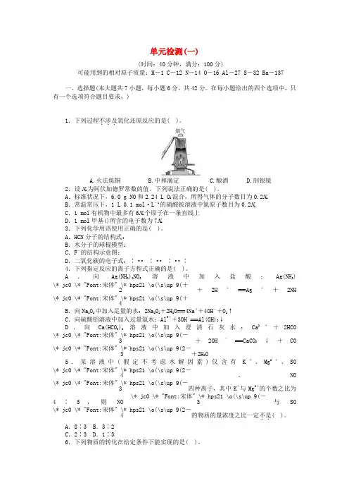 2018版高考化学大一轮复习 全套专题单元检测