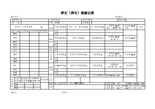 碎石(卵石)检验记录