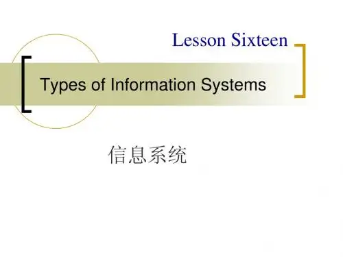 lesson 16 Types of Information Systems