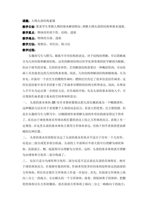 头像结构素描