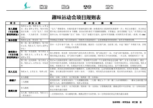 趣味运动会项目规则表