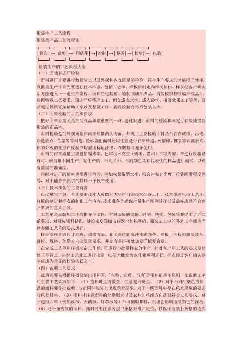 服装生产工艺流程