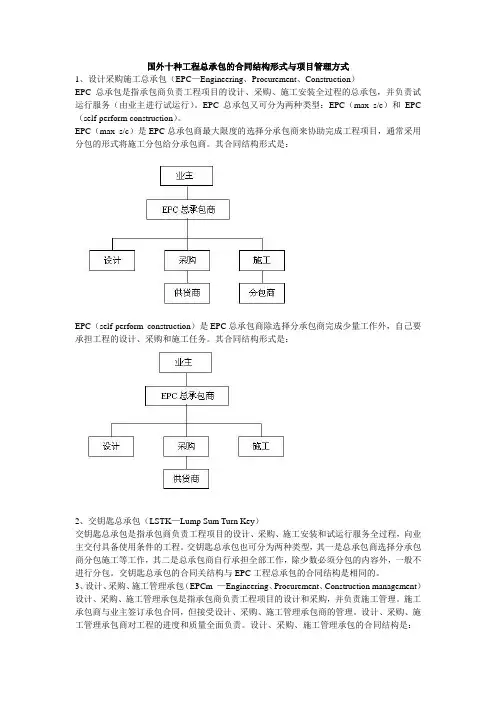 国外十种工程总承包的合同结构形式与项