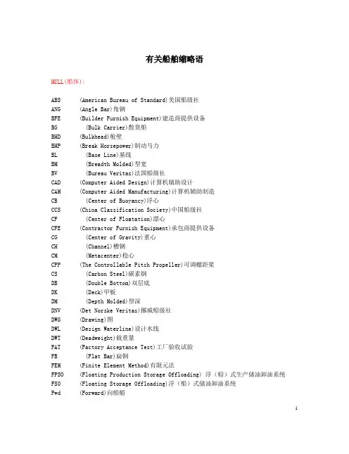 船舶缩略语