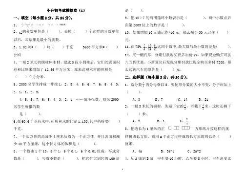 2014年名校小升初模拟试题数学(6)(含答案)