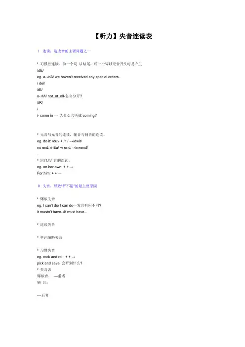 听力失音连读表