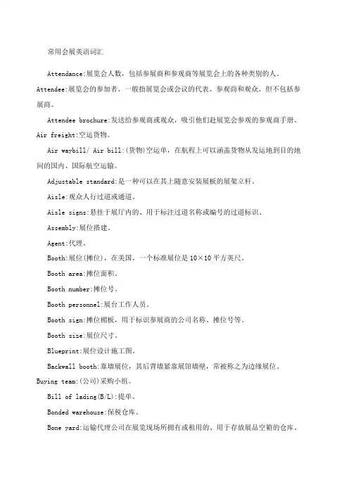 展会常用词汇