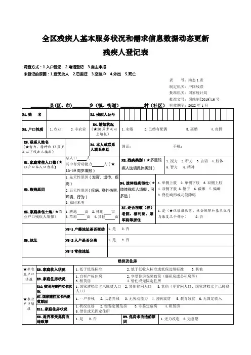 残疾人登记表