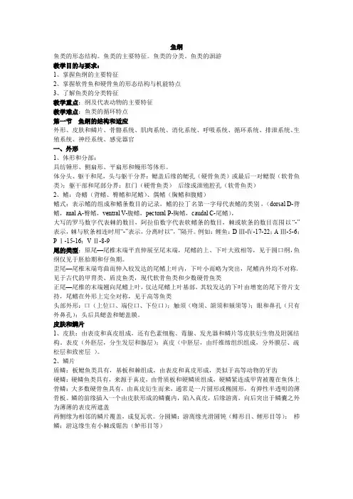 普通动物学鱼纲