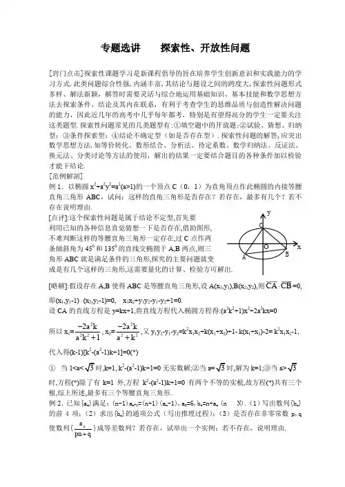 专题选讲探索性、开放性问题