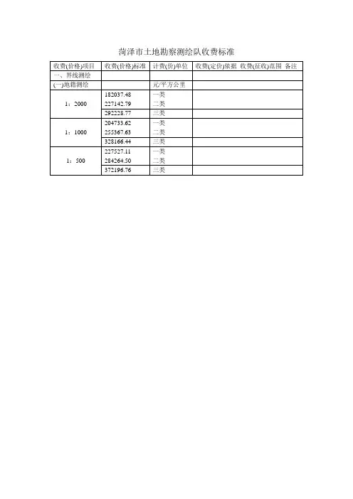 测绘收费标准 2