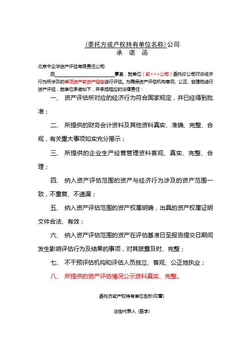 承诺函模板 2