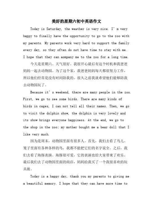 美好的星期六初中英语作文.doc