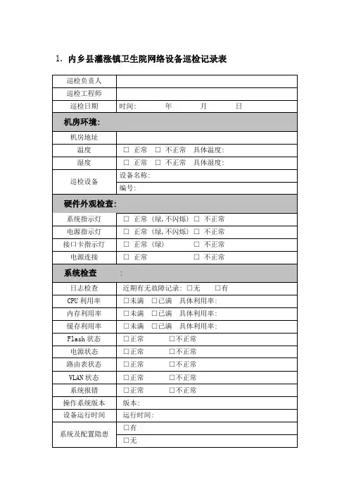 网络设备巡检记录表定稿