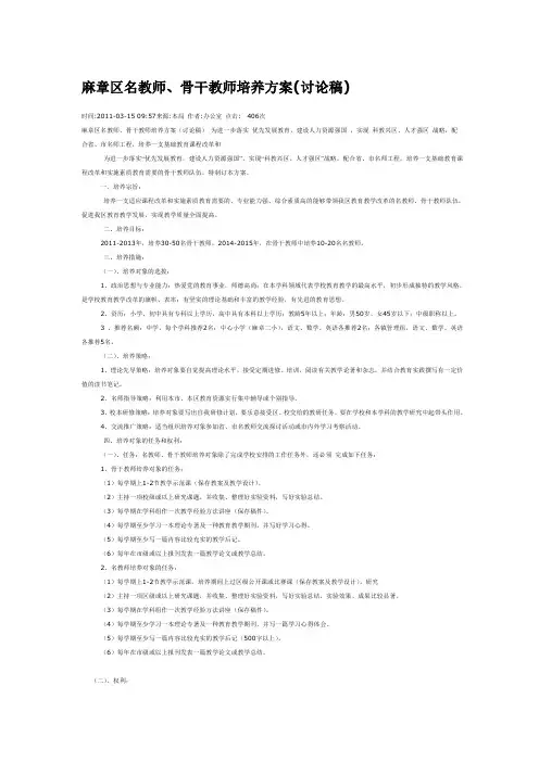 骨干教师培训计划 2
