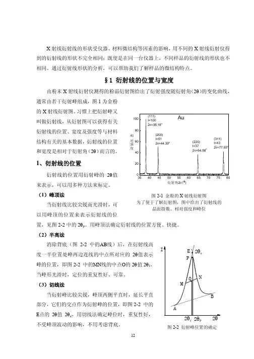 二、X射线衍射线线形分析