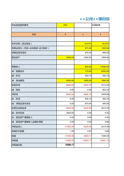 项目投资评估分析