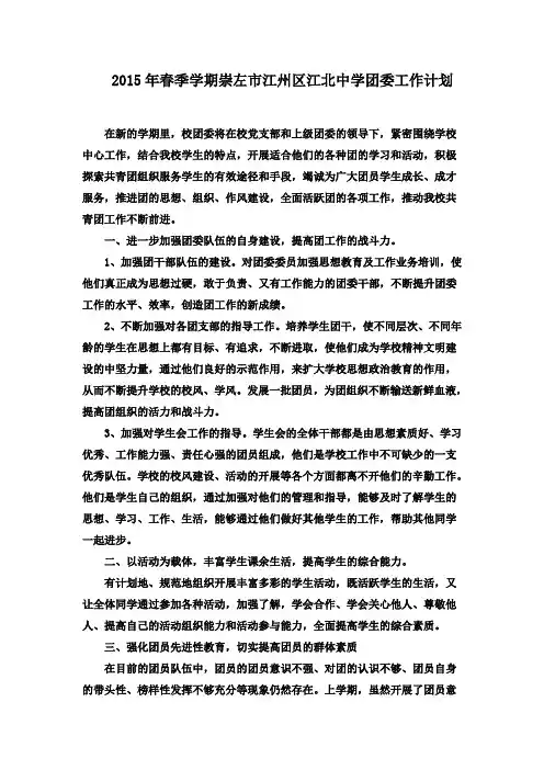 2015年团委工作计划