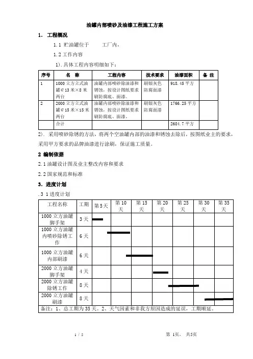 油罐油漆工程施工方案