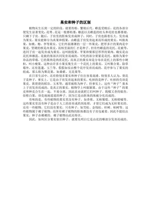果实和种子的区别