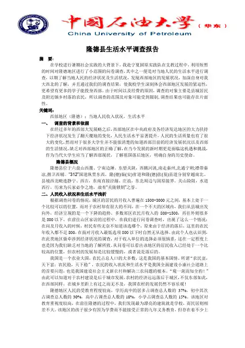 隆德县生活水平调查报告