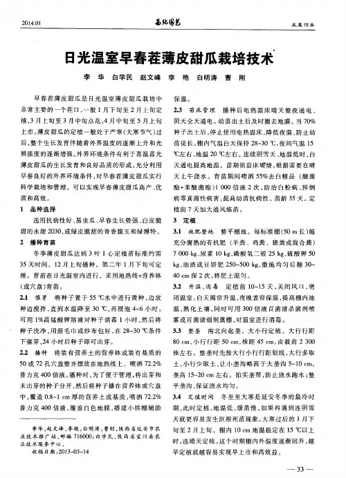 日光温室早春茬薄皮甜瓜栽培技术