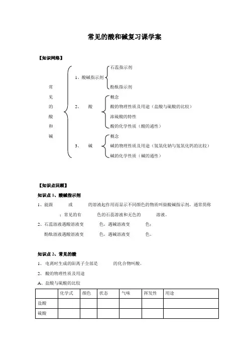 常见的酸和碱复习课学案
