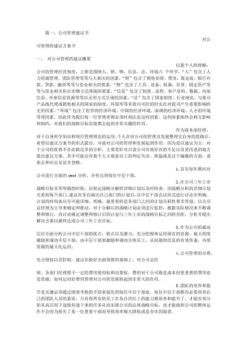 公司管理建议书