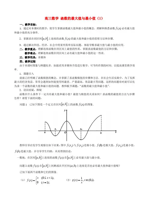 高三数学 函数的最大值与最小值(1)