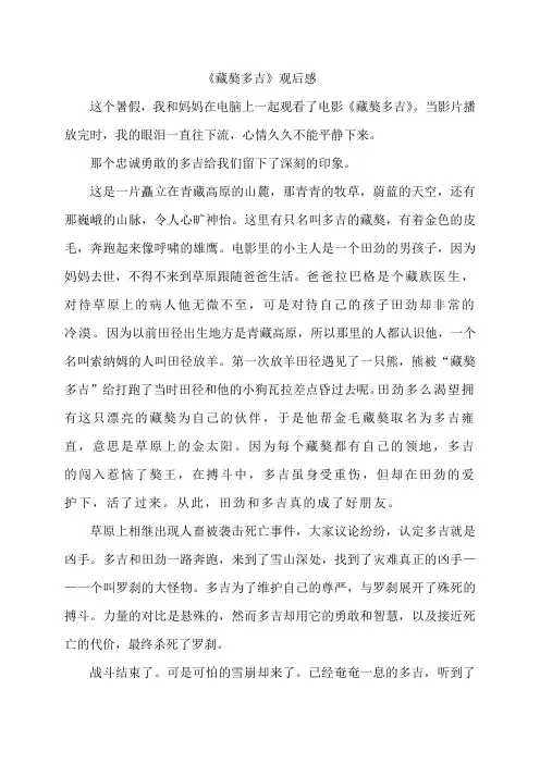 读后感《藏獒多吉》