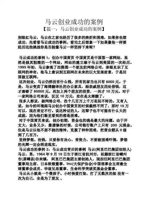 马云创业成功的案例