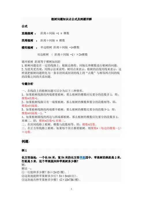 植树问题知识点公式及例题详解