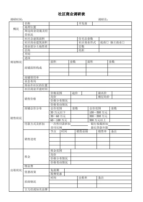 社区商业调研表