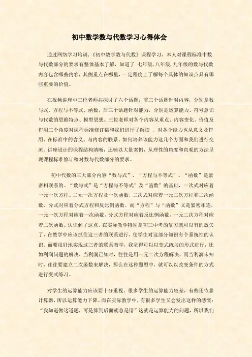 初中数学数与代数学习心得体会