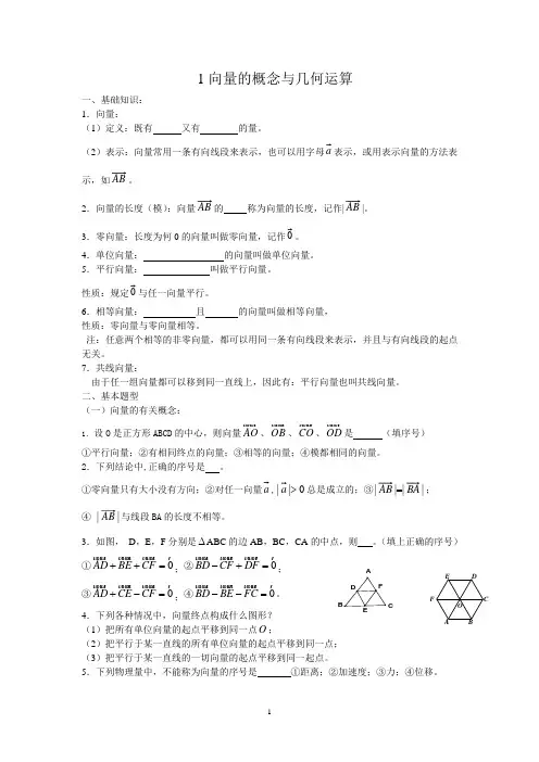 1 向量的概念与几何运算