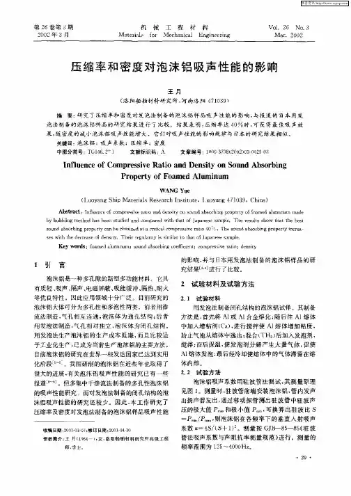 压缩率和密度对泡沫铝吸声性能的影响